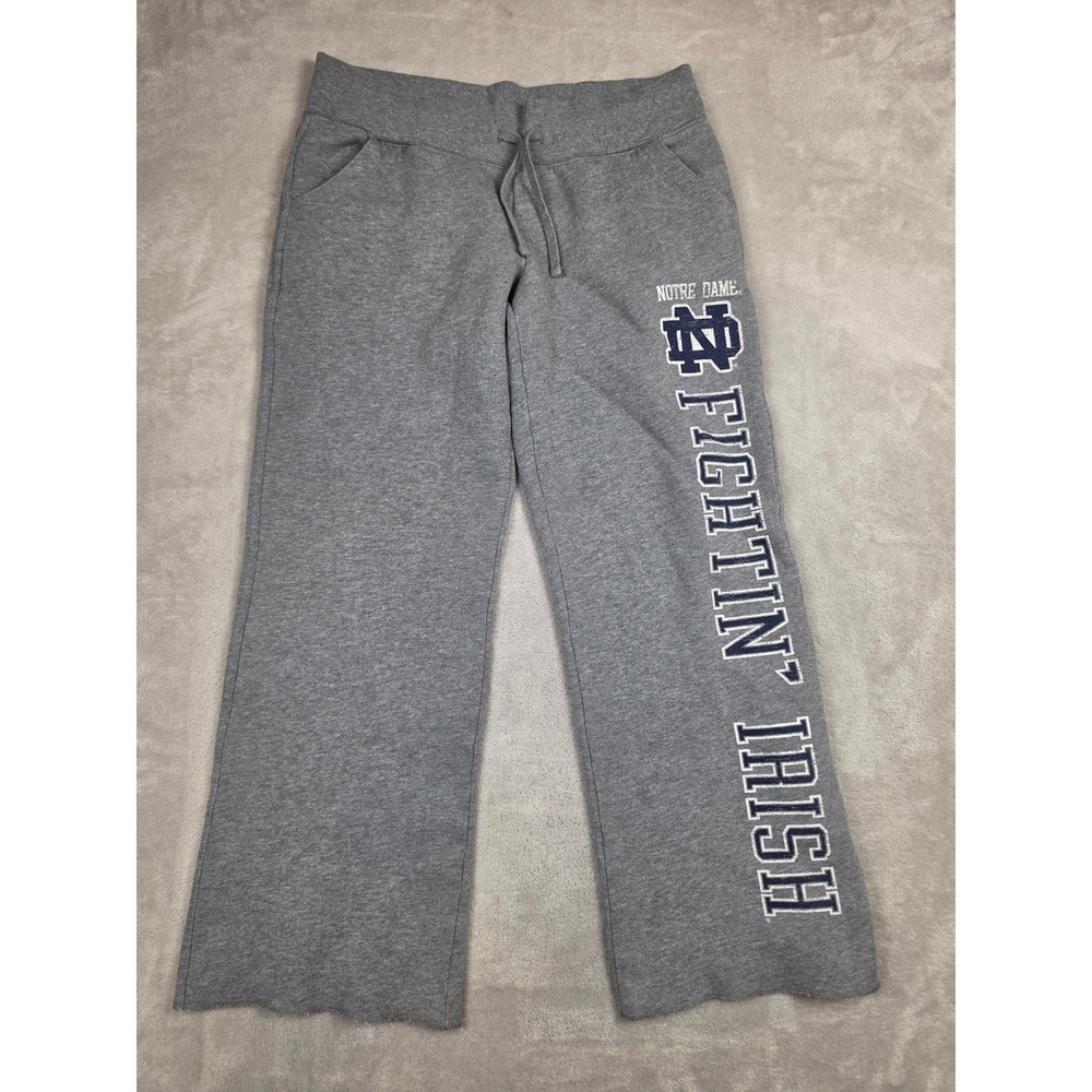 JanSport Sweatpants Women M Gray Notre Dame Fighting Irish Wide Leg Raw Hem Read